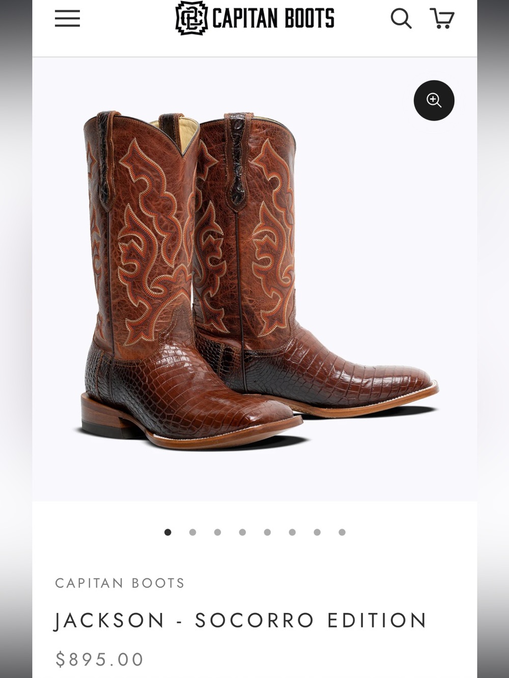 Jackson Socorro Brown Croc-Embossed Cowboy Boots